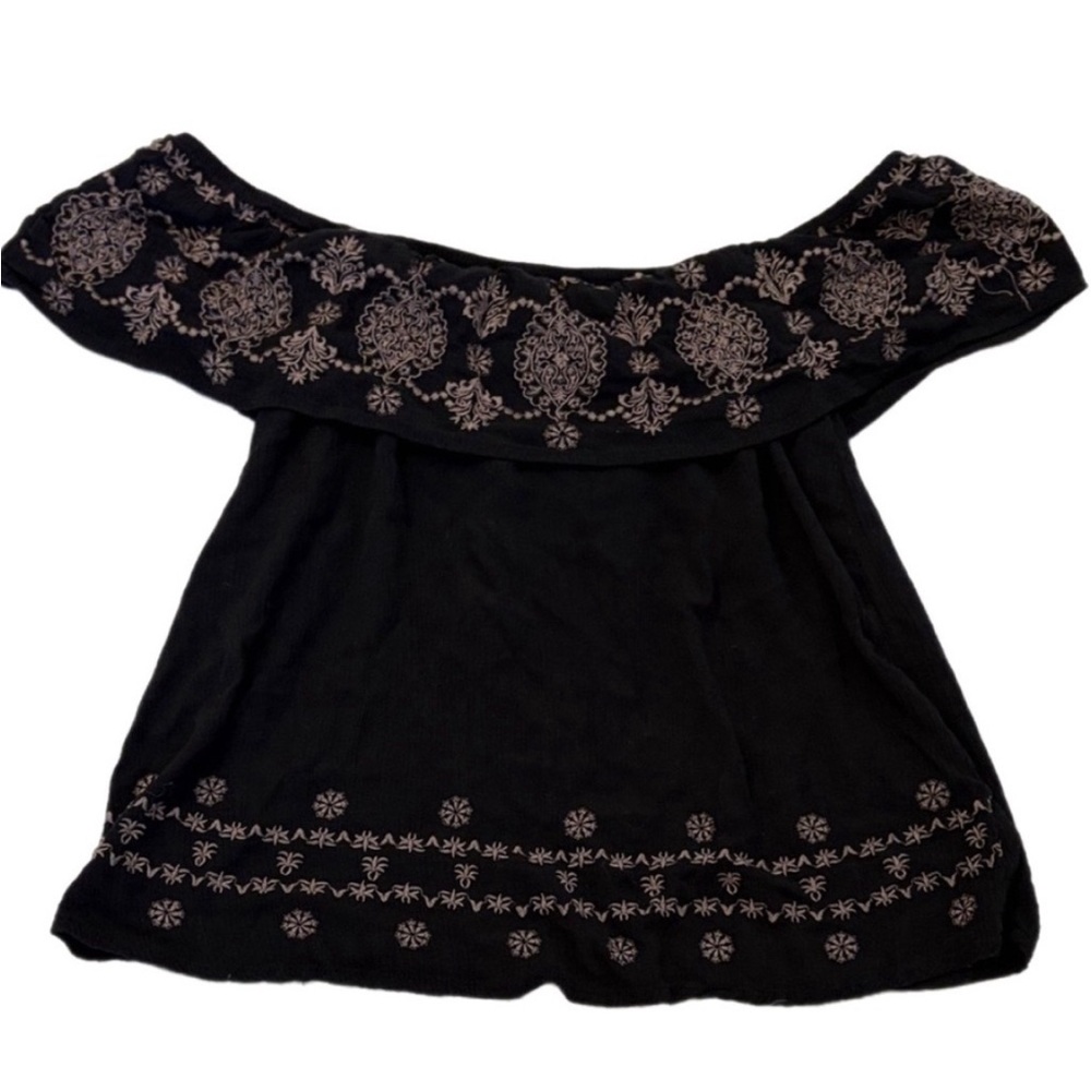 Alya Black Off-Shoulder Embroidered Blouse - Picture 3 of 4